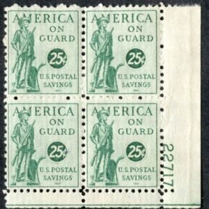 US PS12 Savings Stamp F + NH Plate Block