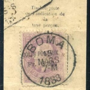 Belgian Congo Q1 XF/Used on pieceS-o-N Boma cds on part of Parcel Card cv $1,000