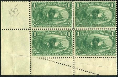 INV-12786itExt_0a670f1e-daaf-49d0-99dc-34f74aaf66f2 US 285 Early Commemoratives Mint H + NH Misperf due to fold over - hinge reinforced
