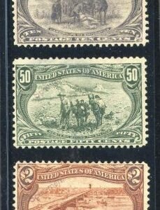 US 290, 291, 293 Early Commemoratives F - VF Mint Specimen Overprint No Gum cv $1,750
