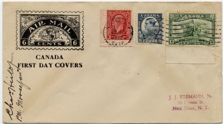 INV-12903itExt_91920b27-69bf-4920-b2fa-52f3efcc5312 Canada 1932 Scott 192-194 Early Airmail Cover Signed by the Postmaster
