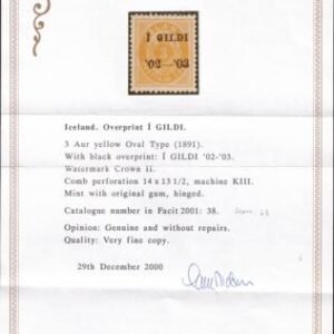 Iceland 63 Facit 38 Mint H VF - XF Nielsen Cert