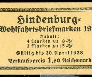 Germany B19a Mi H-BI 56A VF - NH covers and pane but unstapled