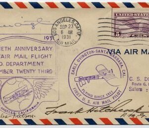 US 1931 C12 on Anniversary Cover Signed by Pilot, Earle Ovington
