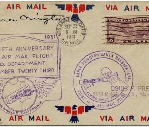 US 1931 C12 Anniversary Flight Signed By Earle Ovington, Pilot