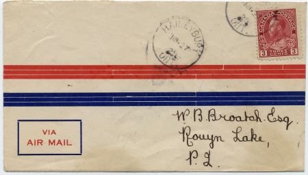 INV-13146itExt_9461c128-ff6c-4fc1-8d43-9080ef9edf0a Canada 1925 First Flight with CL 5 Haileybury - Rouyn, Signed Pilot Broatch