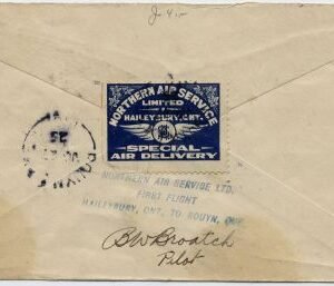 Canada 1925 First Flight with CL 5 Haileybury - Rouyn, Signed  Pilot Broatch