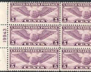 US C12 Airmail Just Fine NH Wide Left Plate Block cv $200