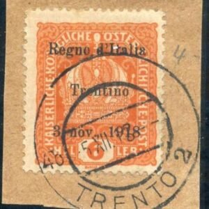 Austria N35 Italian Occupation - Trentino Used on Piece, Signed Avi cv $110+