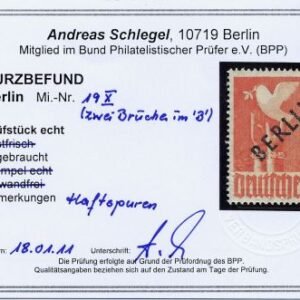 German Occupation - Berlin 9N19var LH XF Plate Variety