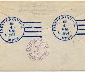 US Mississippi, Independence 724, 736, Fancy Cancel Cover, Eagle