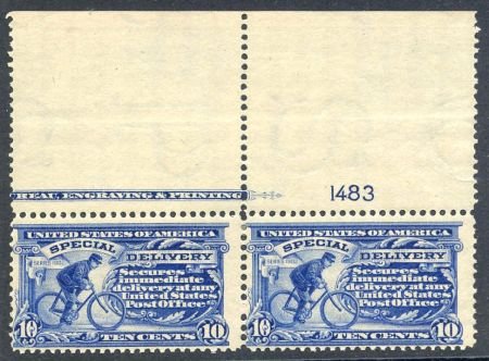 INV-13702itExt_e917cb93-65f1-4d67-828b-fe98b2c41334 US E6 Special Delivery Fine LH Plate Number Imprint Pair cv $460+
