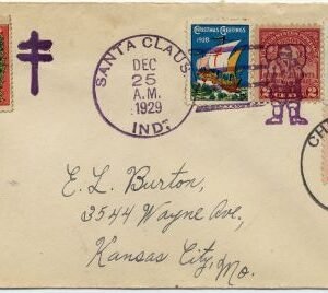 US Indiana, Santa Claus 654 682  Fancy Cancel Cover, Santa Full  Figure