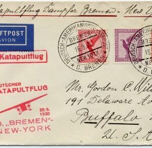 Germany 1930 Catapult Cover Bremen - NY (Sep 16)