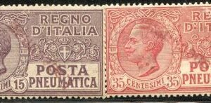 Italy D2, D7 F - VF LH 1927-8 Pneumatica Post with "Especimen" Receiving Covt UPU Specimen Ovpt in violet