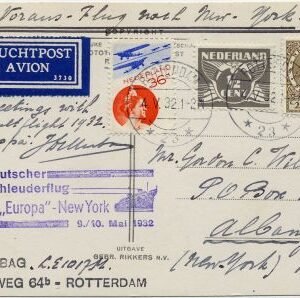 Netherlands 1932 (May 4) Catapult PPC Europa - NY