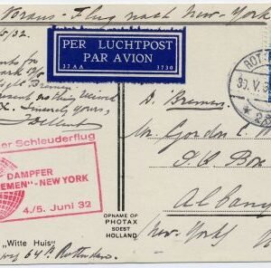 Netherlands 1932 (May 30) Catapult PPC Bremen - NY