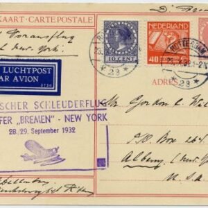 Netherlands 1932 (Sep 23) Catapult Card Bremen - NY