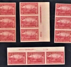 US 373 Early Commemoratives LH NH Mint 4 Diff Plate Strips of 3