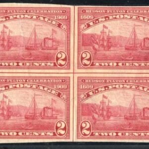US 373 Early Commemoratives F - VF Hinged Centerline block cv $210