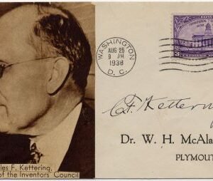 US 838 Cover Signed by Charles F. Kettering, Inventor