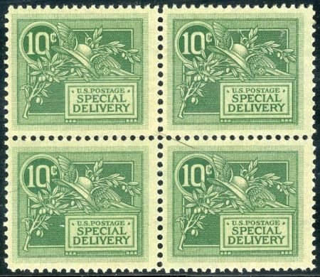 INV-14298itExt_729338f6-bab6-44d9-9dc5-a1c0203f24ea US E7 Special Delivery F - VF NH Block of 4 Pristine cv $600