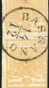 Austria - Lombardy - Venetia 1 Used F - VF Sheet Margin Pair Bassano CDS cv $400++