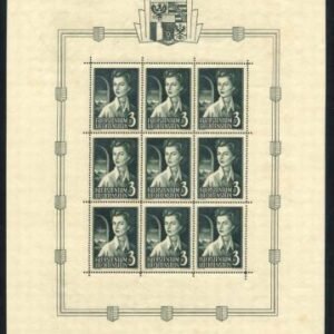 Liechtenstein 287-8 MS of 9 Stamps NH Selvage LH small stain in selvage