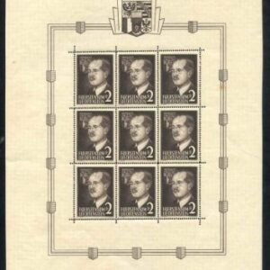 Liechtenstein 287-8 MS of 9 Stamps NH Selvage LH small stain in selvage