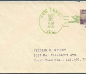 US Illinois, New Lenox 731a Fancy Cancel Cover, Boat in Water