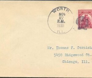 US Illinois, Worth 649 Fancy Cancel Cover, Turkey