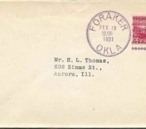 US Oklahoma, Foraker 681 Fancy Cancel Cover, Tiny Clovers
