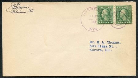 INV-14707itExt US Wisconsin, Nekoosa 543 Fancy Cancel Cover, Circles