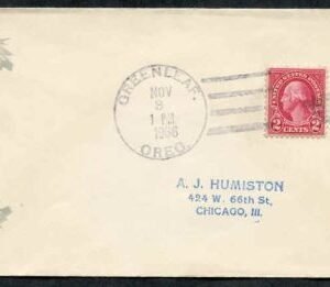 US Oregon, Greenleaf 634 Fancy Cancel Cover, Leaf in black