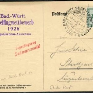 Germany 1926 Glider Flight Card for Meet