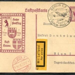 Germany 1927 Berlin - Prague - Vienna Flight PC