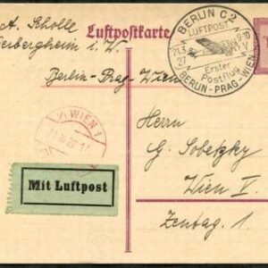 Germany 1927 Berlin - Prague - Vienna Flight Card