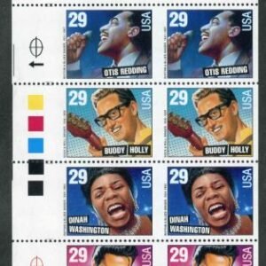 US Errors 2737d 29 c Rock and Roll XF NH Mint Uncut Pair of Panes of 4 Perf Horizontally Only