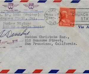US 1949 811 NY Airmail Cover Signed by Pilot William A. Denehie
