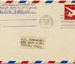 US 1950 UC18 FDC Signed by Pilot Malcolm Allison