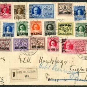 Vatican 35 - 40 + Q1-15 Registered Cover to Lugano Switzerland Oct. 15 1934