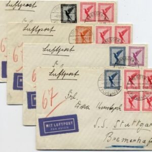 Germany 1932 4 Airmail Covers to SS Stuttgart