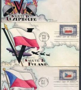US 909-21 Dorothy Knapp Unaddressed First Day Covers. Beautiful vivid colors, mounting stains mostly on the back