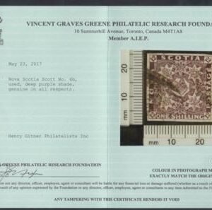 Nova Scotia 6b Used Rich Deep Purple Shade True XF Large Margins New Greene Cert cv $6,000++
