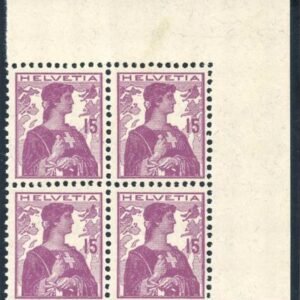 Switzerland 166 Mint F - VF Block NH Pristine UR Corner Block cv $390+
