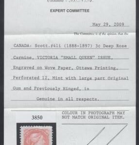 Canada 41a F + OG Hinged CPES Cert cv $525