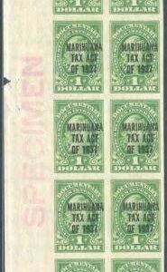 US RJM1a VF Unused UL Corner Block of 10, Specimen Ovpt in Margin - Rare! cv $4,500+
