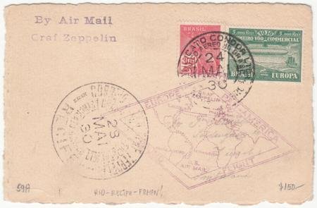 INV-15524itExt_ba56b886-35c0-4567-950f-3bd73ce8704d Brazil 1930 Zeppelin Flight on VF Card, S.59A