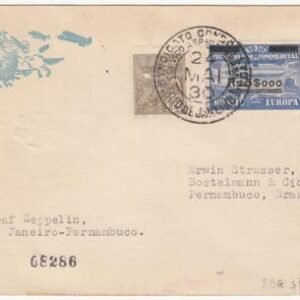 Brazil 1930 Zeppelin Flight Card with 500Rs on 20,000