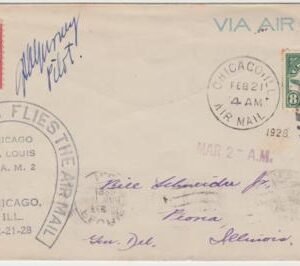 US 1928 Lindbergh Flight Cover with C4 and C34 Signed by Pilot